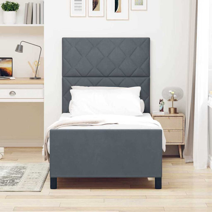 Box spring seng med hovedgærde Mørkegrå 100 x 200 cm Fløjl