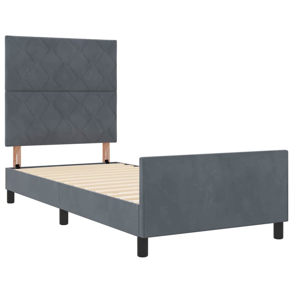 Box spring seng med hovedgærde Mørkegrå 100 x 200 cm Fløjl