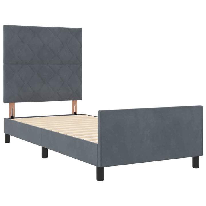 Box spring seng med hovedgærde Mørkegrå 100 x 200 cm Fløjl