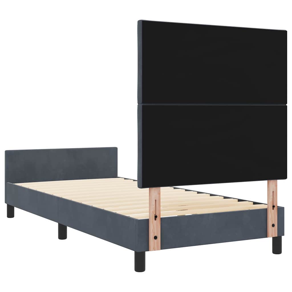 Box spring seng med hovedgærde Mørkegrå 100 x 200 cm Fløjl