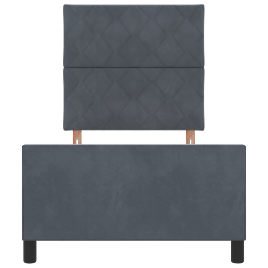 Box spring seng med hovedgærde Mørkegrå 100 x 200 cm Fløjl