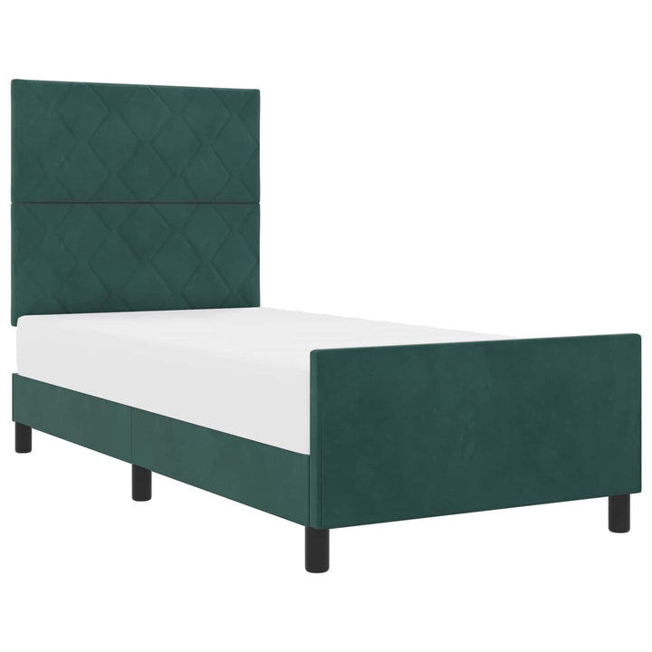 Box spring seng med hovedgærde Mørkegrøn 100 x 200 cm Fløjl