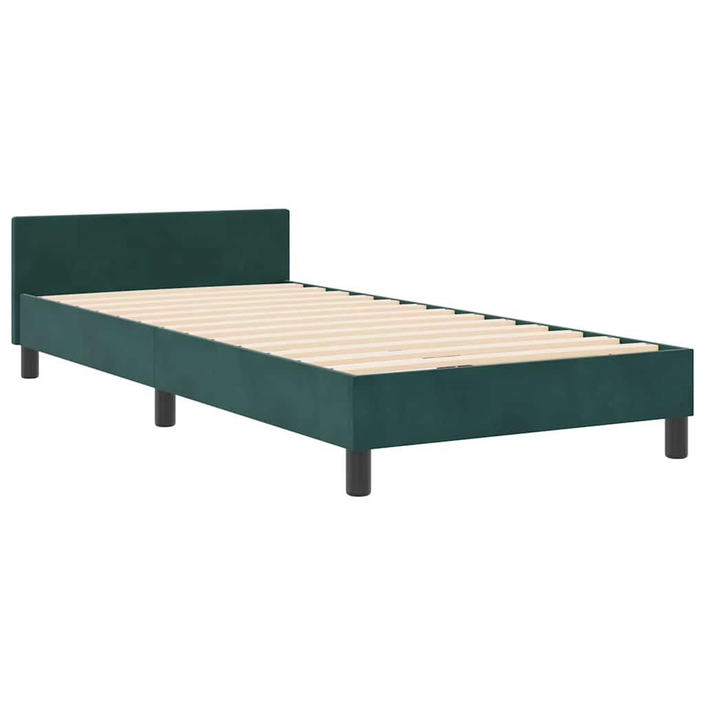 Box spring seng med hovedgærde Mørkegrøn 100 x 200 cm Fløjl