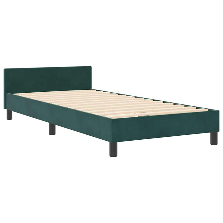 Box spring seng med hovedgærde Mørkegrøn 100 x 200 cm Fløjl