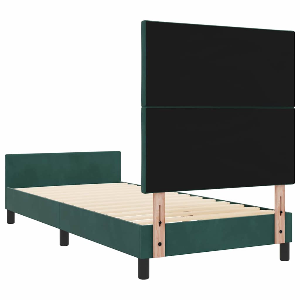 Box spring seng med hovedgærde Mørkegrøn 100 x 200 cm Fløjl