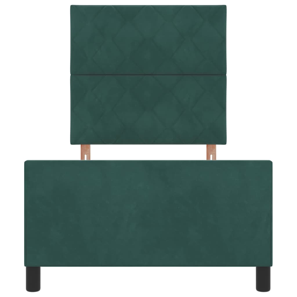 Box spring seng med hovedgærde Mørkegrøn 100 x 200 cm Fløjl