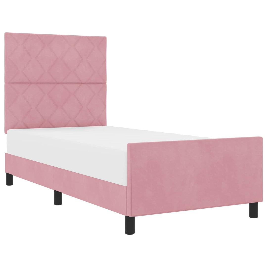 Box spring seng med hovedgærde Lyserød 100 x 200 cm Fløjl
