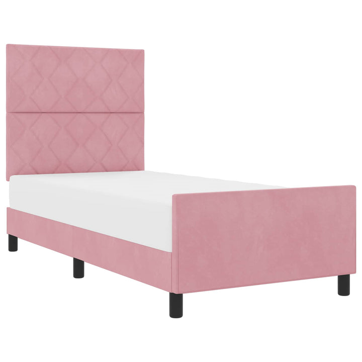 Box spring seng med hovedgærde Lyserød 100 x 200 cm Fløjl