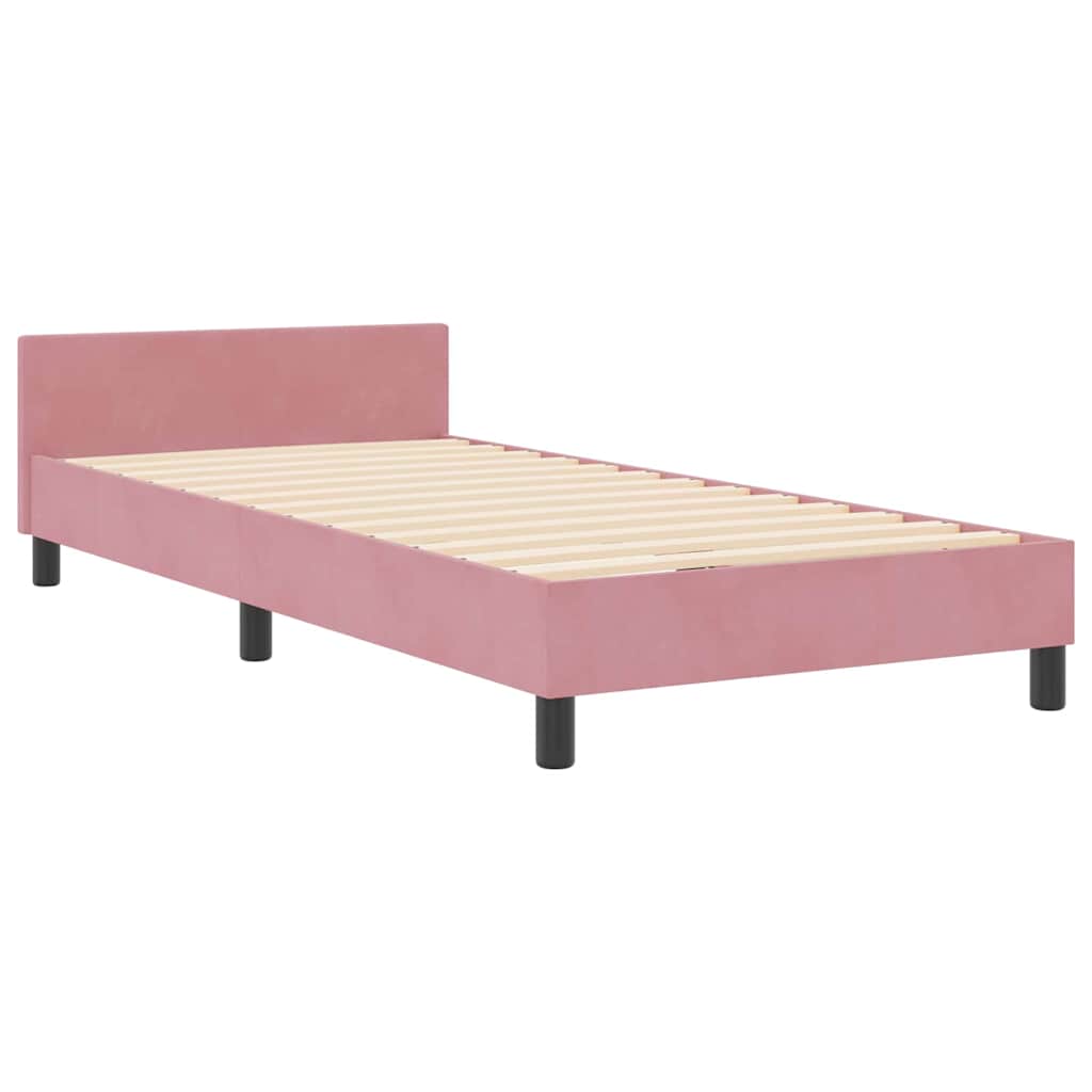 Box spring seng med hovedgærde Lyserød 100 x 200 cm Fløjl