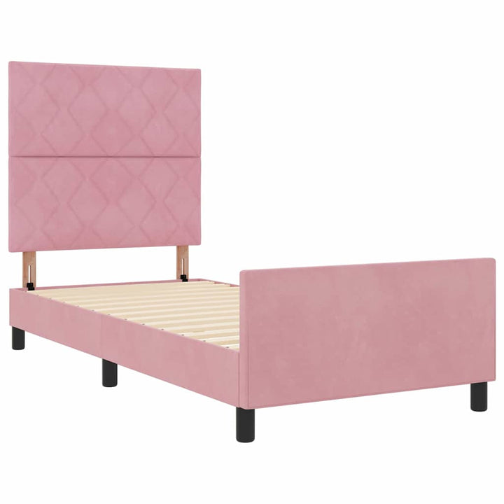 Box spring seng med hovedgærde Lyserød 100 x 200 cm Fløjl