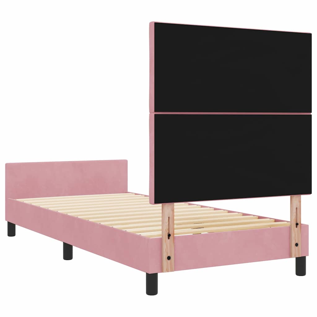 Box spring seng med hovedgærde Lyserød 100 x 200 cm Fløjl