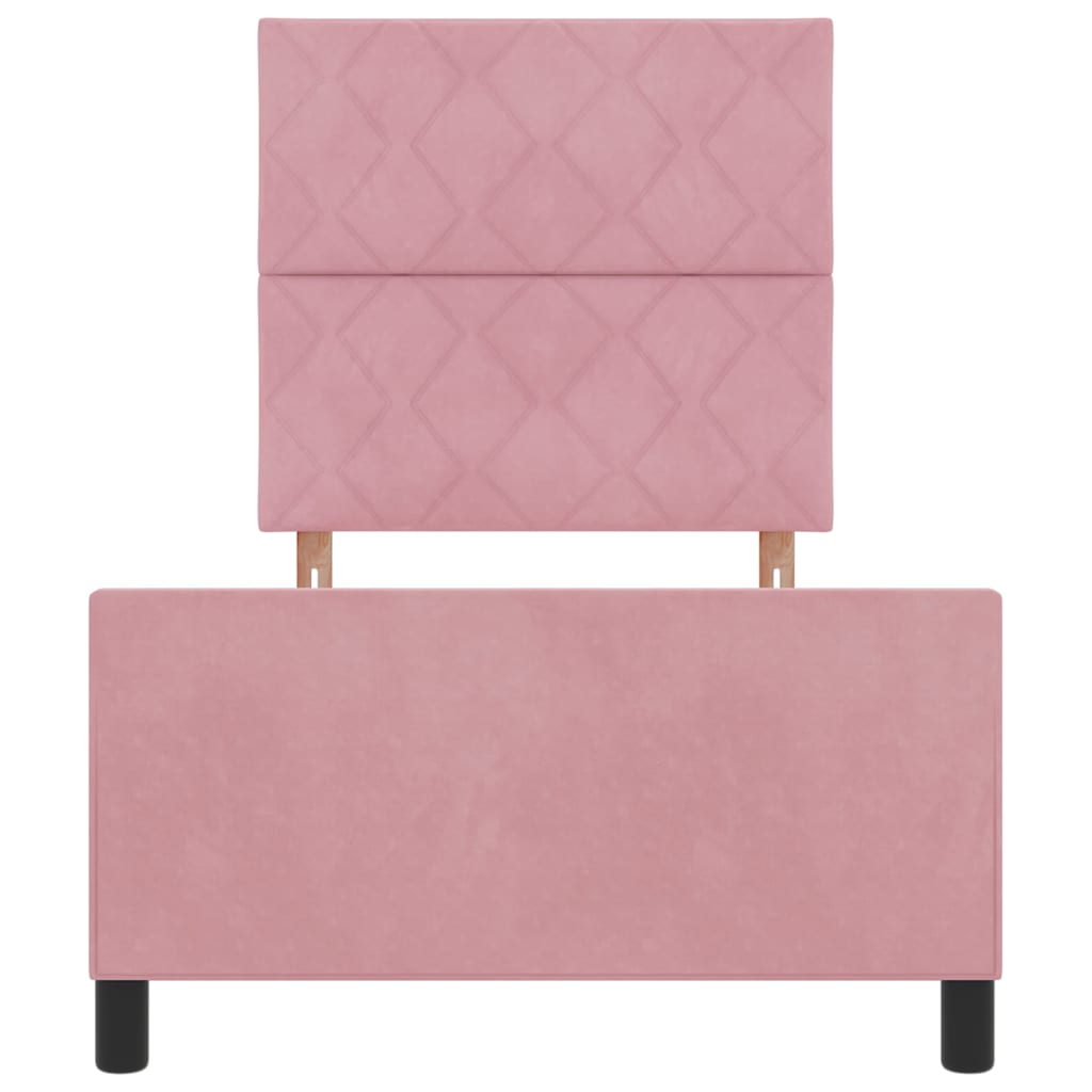 Box spring seng med hovedgærde Lyserød 100 x 200 cm Fløjl