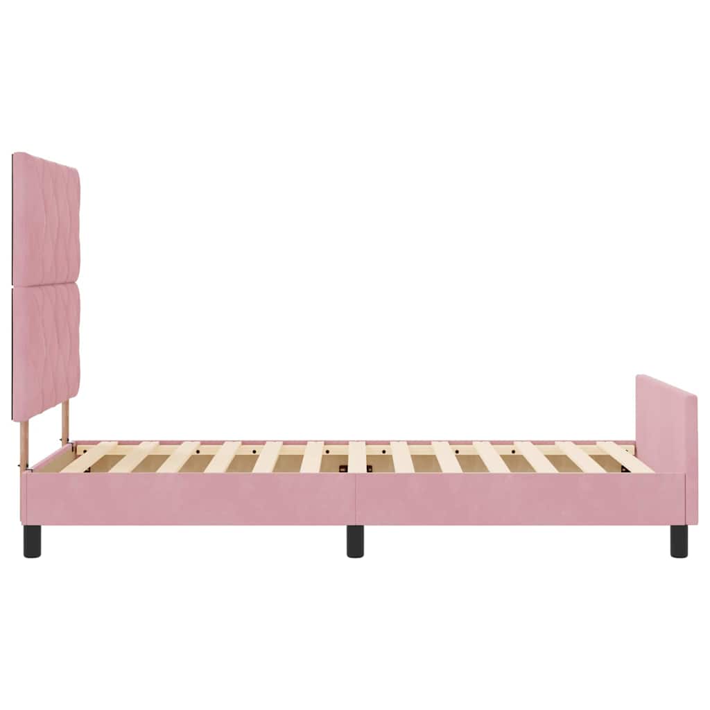 Box spring seng med hovedgærde Lyserød 100 x 200 cm Fløjl
