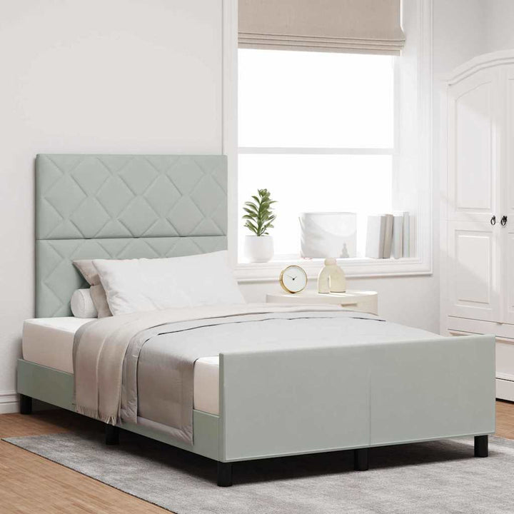 Box spring seng med hovedgærde Lysegrå 120 x 190 cm Fløjl