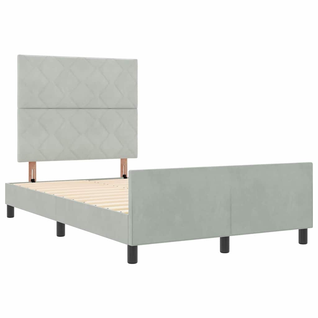 Box spring seng med hovedgærde Lysegrå 120 x 190 cm Fløjl