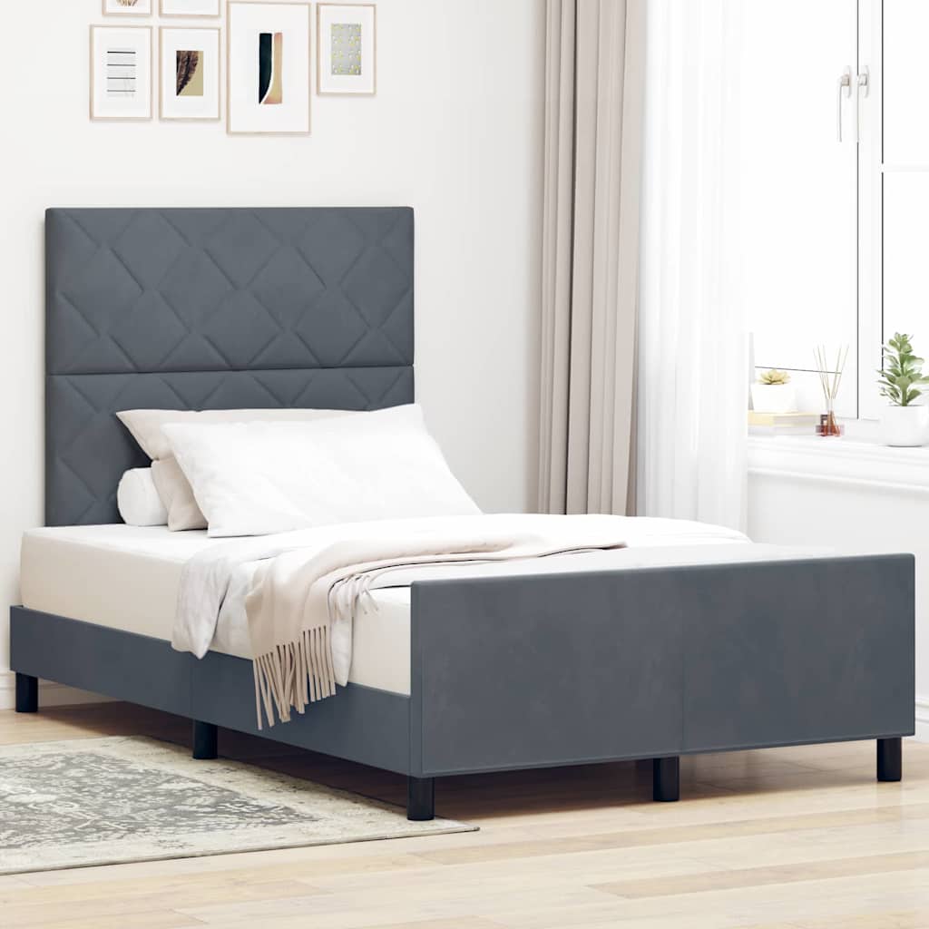 Box spring seng med hovedgærde Mørkegrå 120 x 200 cm Fløjl