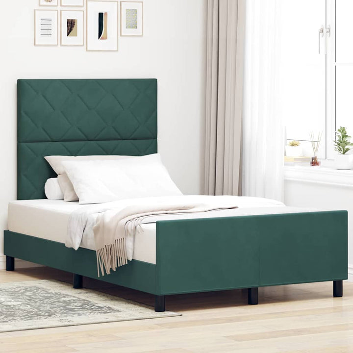 Box spring seng med hovedgærde Mørkegrøn 120 x 200 cm Fløjl
