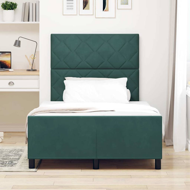 Box spring seng med hovedgærde Mørkegrøn 120 x 200 cm Fløjl