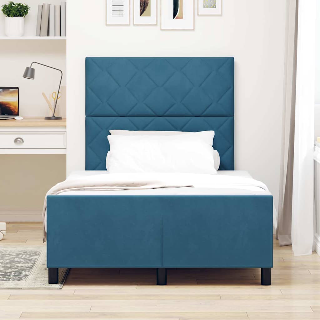 Box spring seng med hovedgærde Mørk blå 120 x 200 cm Fløjl
