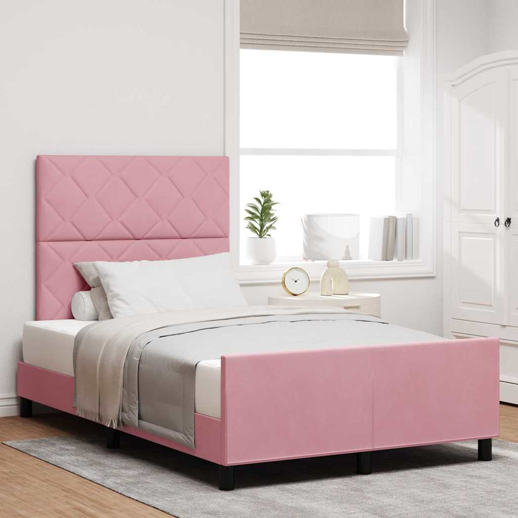 Box spring seng med hovedgærde Lyserød 120 x 200 cm Fløjl