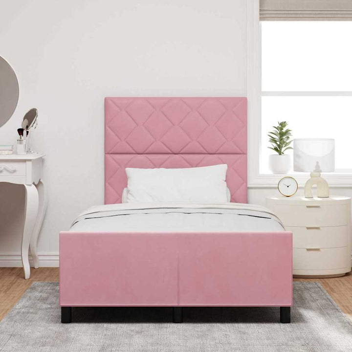 Box spring seng med hovedgærde Lyserød 120 x 200 cm Fløjl