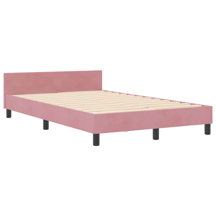 Box spring seng med hovedgærde Lyserød 120 x 200 cm Fløjl