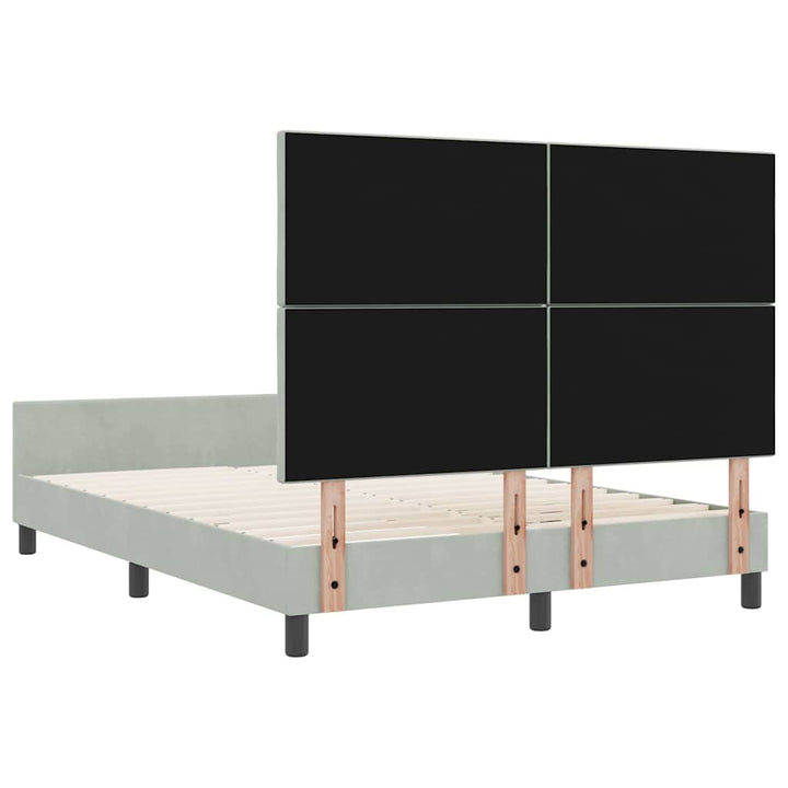 Box spring seng med hovedgærde Lysegrå 140 x 190 cm Fløjl