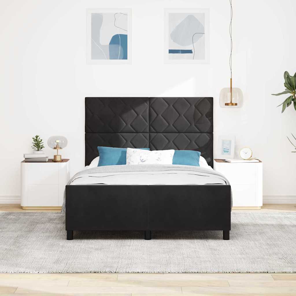 Box spring seng med hovedgærde Sort 140 x 190 cm Fløjl
