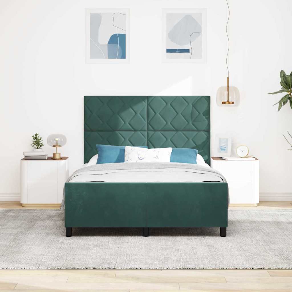 Box spring seng med hovedgærde Mørkegrøn 140 x 190 cm Fløjl