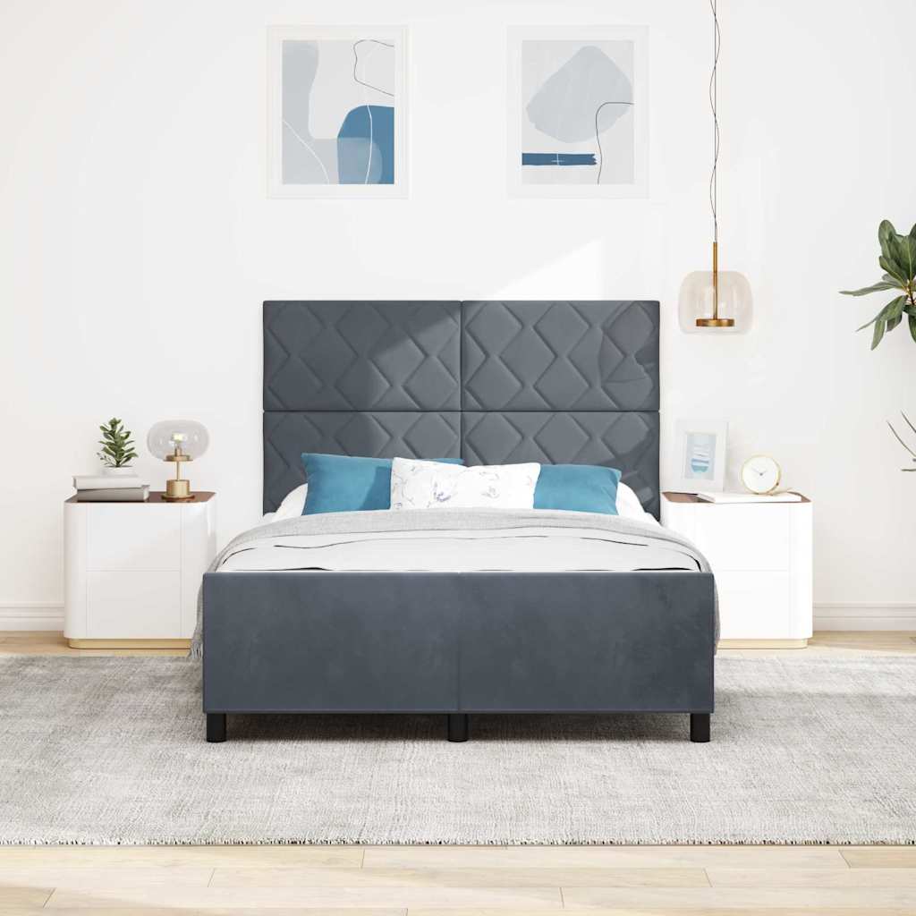Box spring seng med hovedgærde Mørkegrå 140 x 200 cm Fløjl