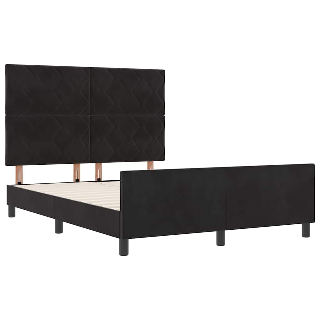 Box spring seng med hovedgærde Sort 140 x 200 cm Fløjl