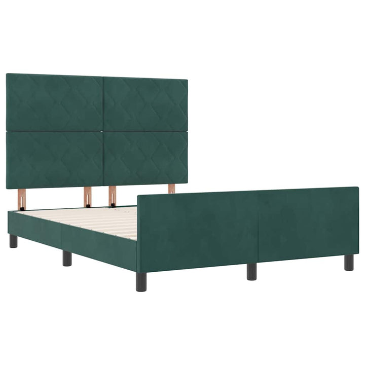 Box spring seng med hovedgærde Mørkegrøn 140 x 200 cm Fløjl