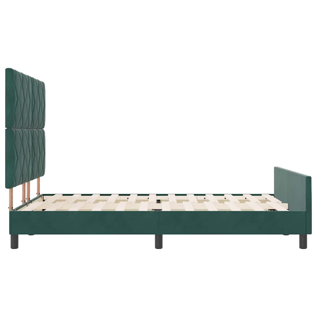 Box spring seng med hovedgærde Mørkegrøn 140 x 200 cm Fløjl