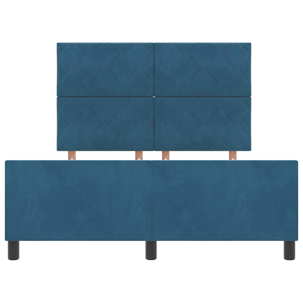 Box spring seng med hovedgærde Mørk blå 140 x 200 cm Fløjl