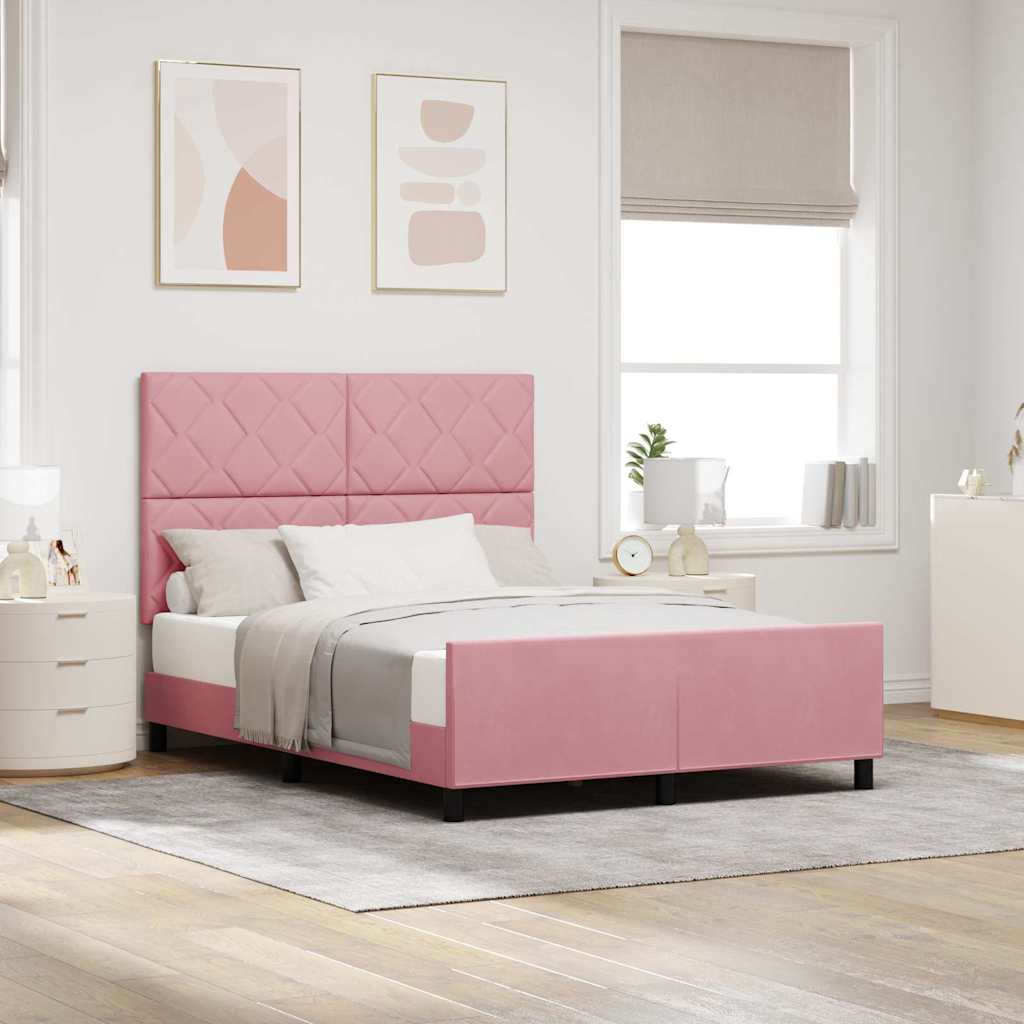 Box spring seng med hovedgærde Lyserød 140 x 200 cm Fløjl