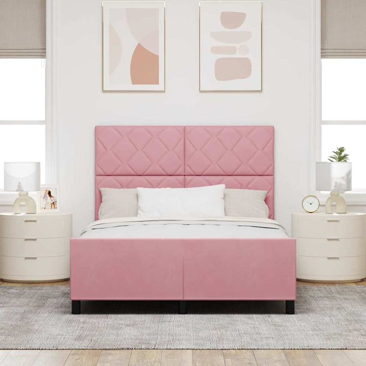Box spring seng med hovedgærde Lyserød 140 x 200 cm Fløjl