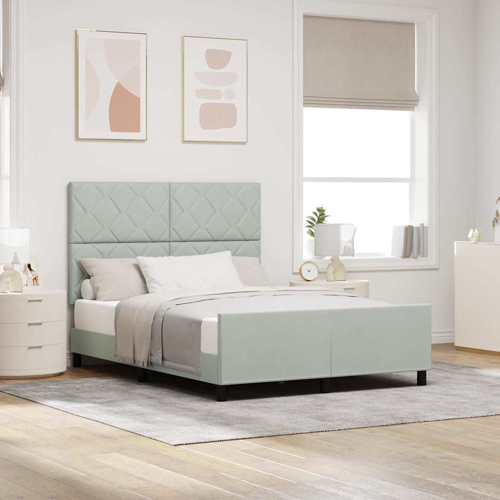 Box spring seng med hovedgærde Lysegrå 160 x 200 cm Fløjl
