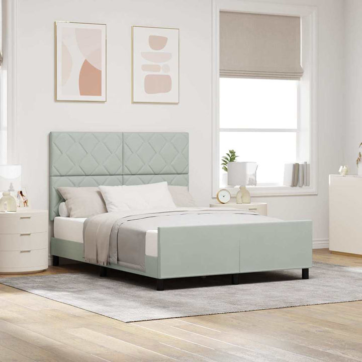 Box spring seng med hovedgærde Lysegrå 160 x 200 cm Fløjl