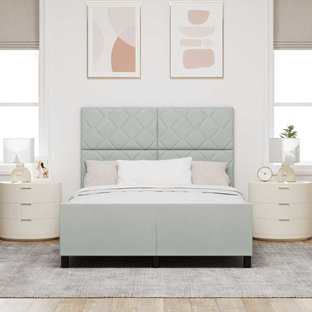 Box spring seng med hovedgærde Lysegrå 160 x 200 cm Fløjl