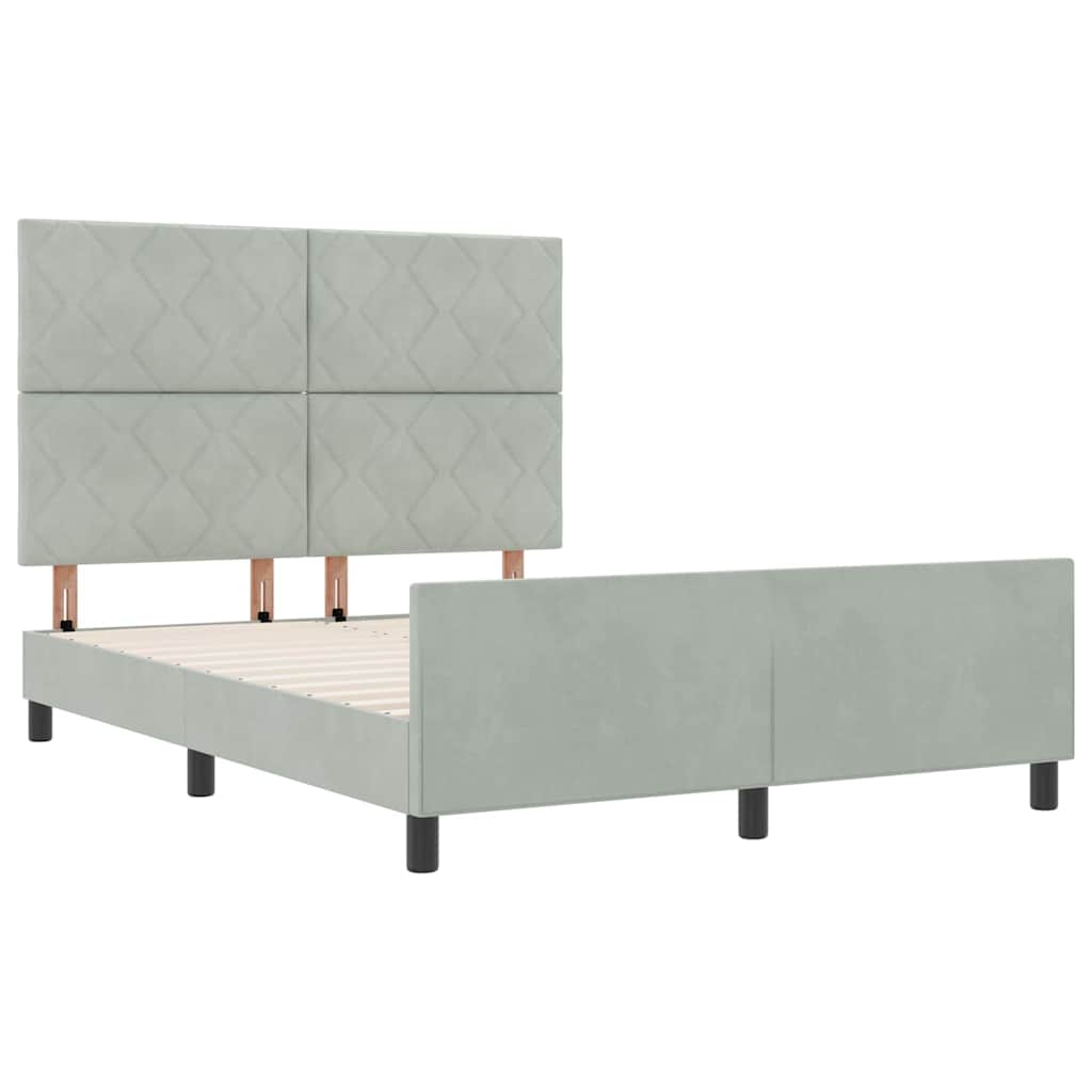 Box spring seng med hovedgærde Lysegrå 160 x 200 cm Fløjl