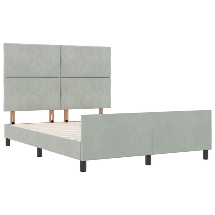 Box spring seng med hovedgærde Lysegrå 160 x 200 cm Fløjl