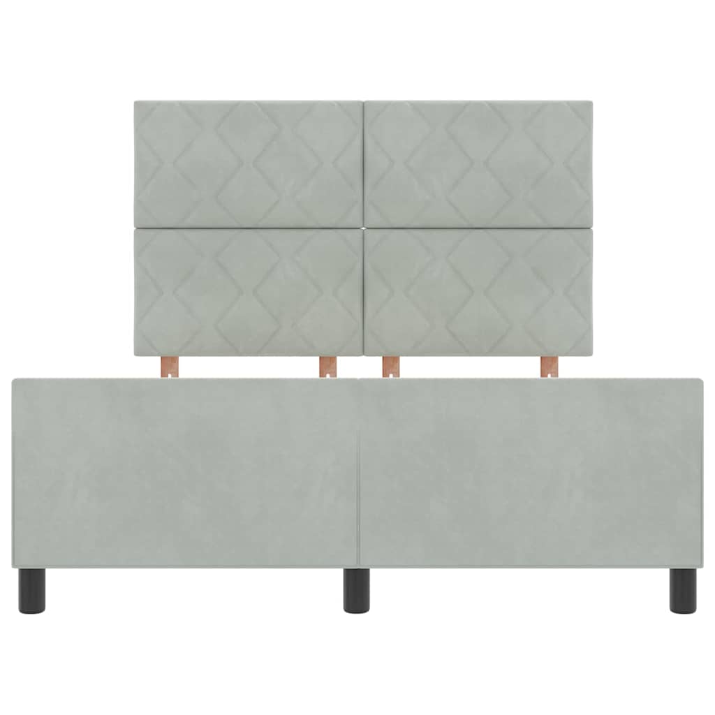 Box spring seng med hovedgærde Lysegrå 160 x 200 cm Fløjl