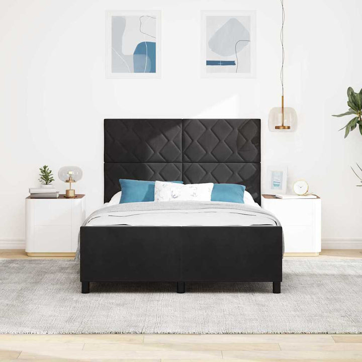 Box spring seng med hovedgærde Sort 160 x 200 cm Fløjl