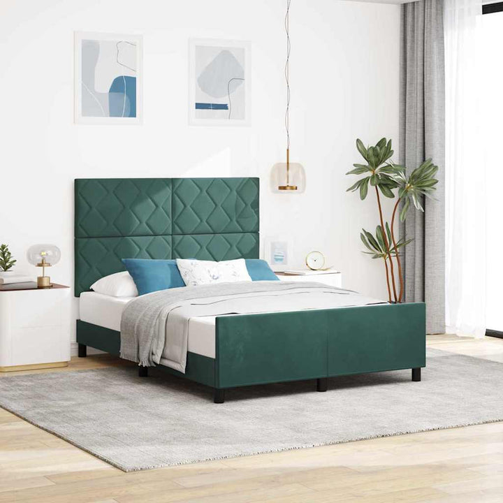 Box spring seng med hovedgærde Mørkegrøn 160 x 200 cm Fløjl