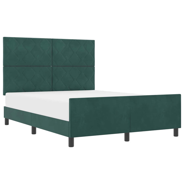 Box spring seng med hovedgærde Mørkegrøn 160 x 200 cm Fløjl
