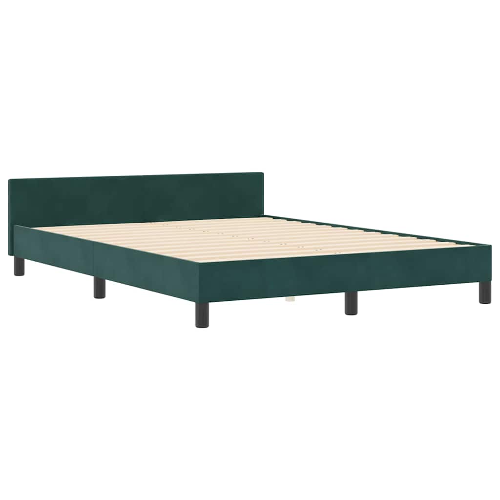Box spring seng med hovedgærde Mørkegrøn 160 x 200 cm Fløjl