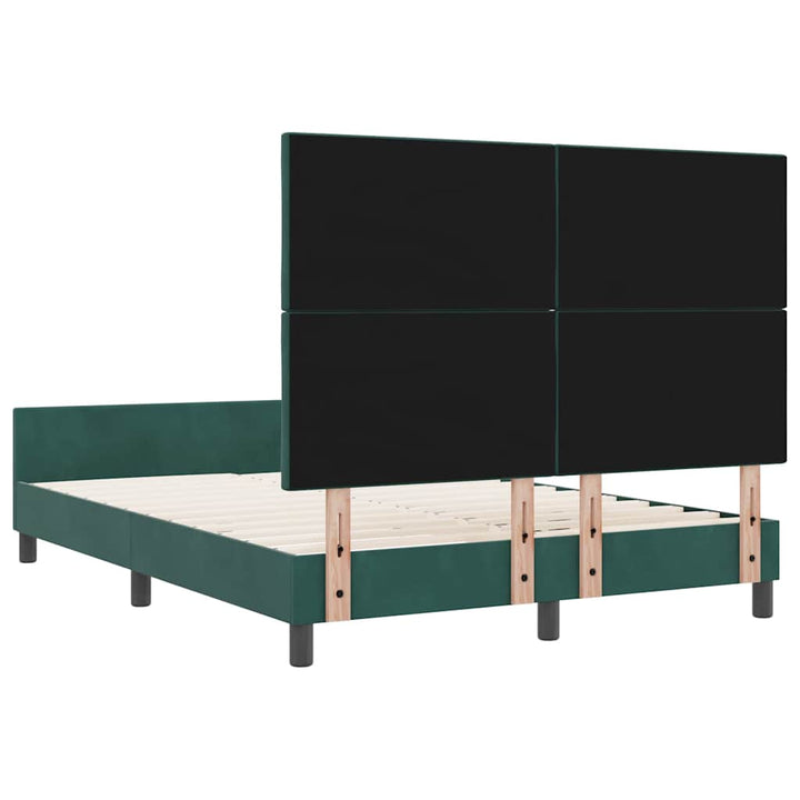 Box spring seng med hovedgærde Mørkegrøn 160 x 200 cm Fløjl
