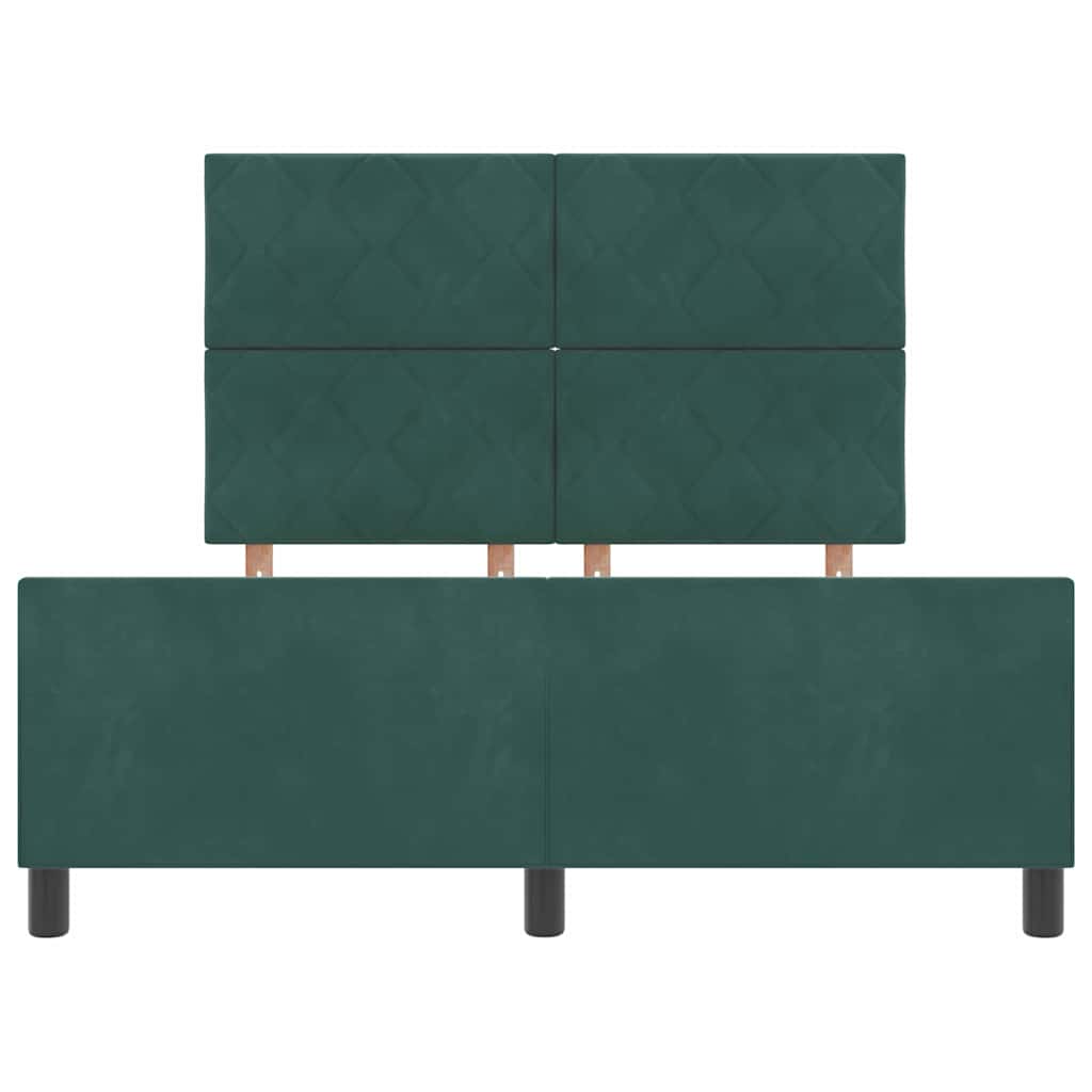 Box spring seng med hovedgærde Mørkegrøn 160 x 200 cm Fløjl
