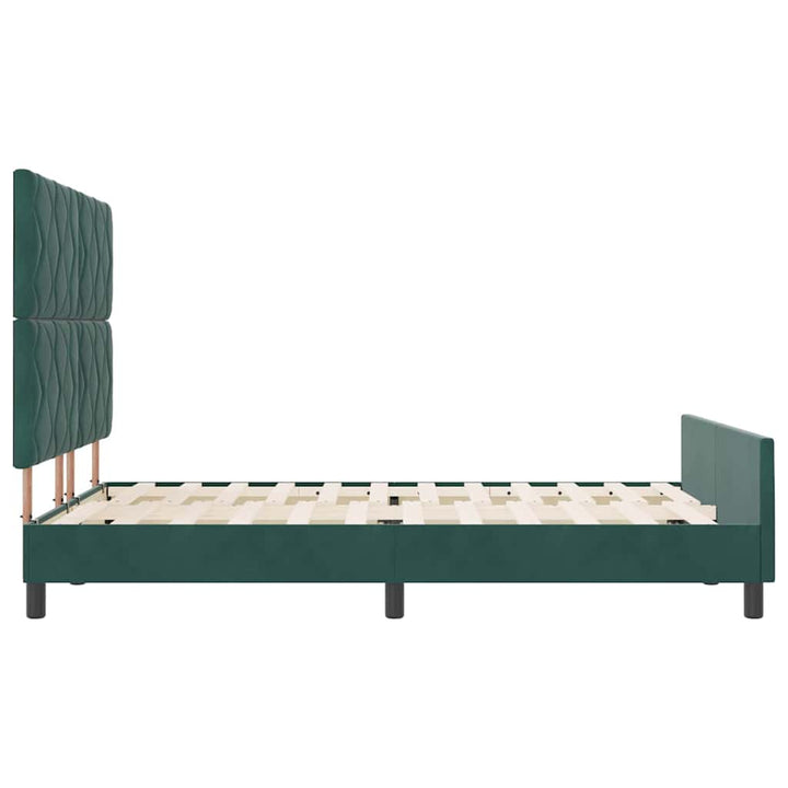 Box spring seng med hovedgærde Mørkegrøn 160 x 200 cm Fløjl