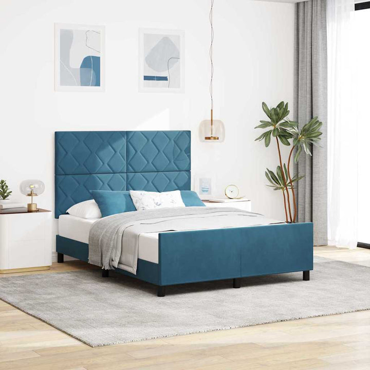 Box spring seng med hovedgærde Mørk blå 160 x 200 cm Fløjl